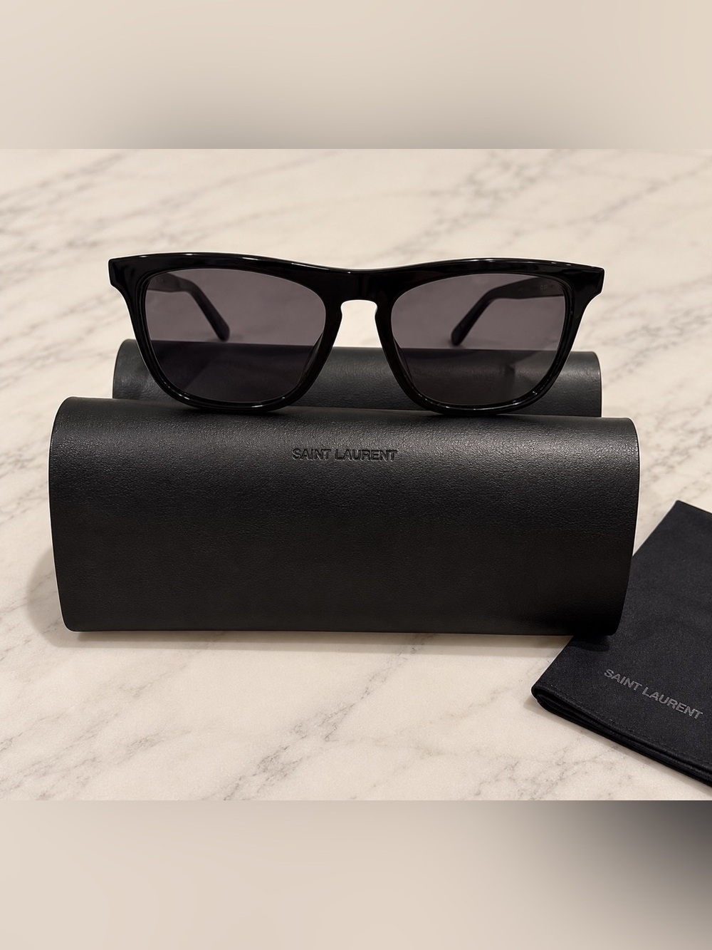 Saint Laurent Black Frame Sunglasses with Black Case